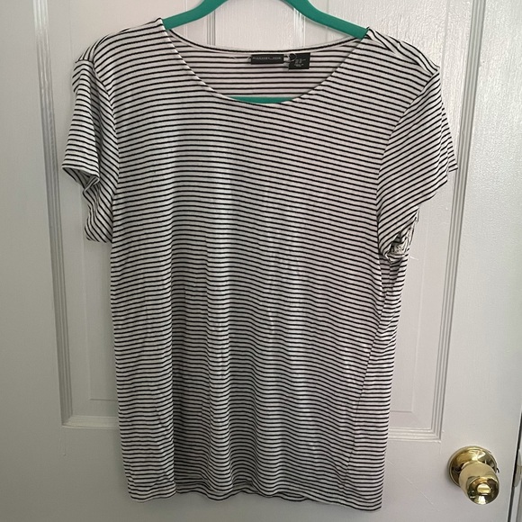 XL Rachel Zoe Black & White Striped T-Shirt - Picture 2 of 3